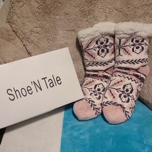 Muk Luks Pink and Cream Slippers